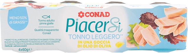 CONAD PIACERSI TONNO LEGGERO IN UNA GOCCIA DI OLIO DI OLIVA CONAD PIACERSI TONNO LEGGERO IN UNA GOCCIA DI OLIO DI OLIVA
