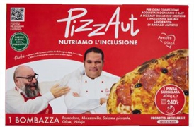 PIZZAUT BOMBAZZA CON POMODORO, MOZZARELLA, SALAME PICCANTE, OLIVE E NDUJA