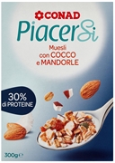 CONAD PIACERSI MUESLI CON COCCO E MANDORLE