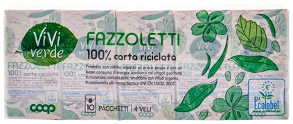 COOP VIVI VERDE FAZZOLETTI 100% CARTA RICICLATA