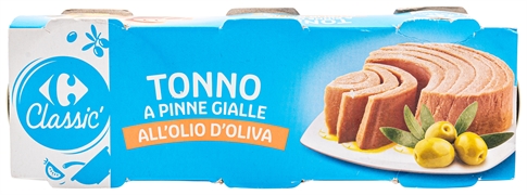 CARREFOUR CLASSIC Tonno a pinne gialle all'olio di oliva