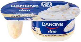 DANONE DUO, YOGURT BIANCO CREMOSO CON GOLOSE PEPITE DI CIOCCOLATO BIANCO