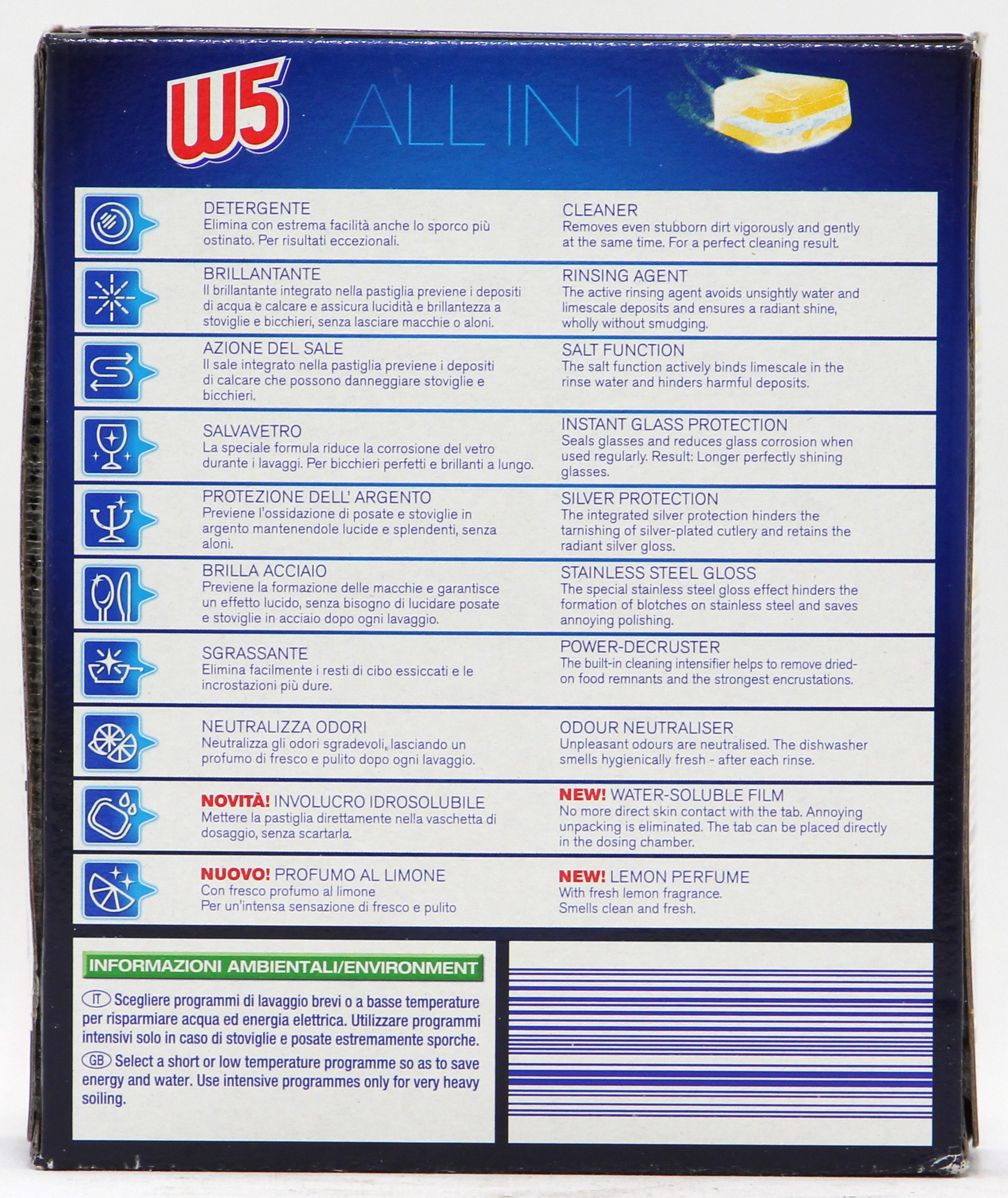 W5 (LIDL) PASTIGLIE PER LAVASTOVIGLIE TUTTO IN 1 - LIMONE