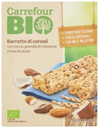 CARREFOUR BIO BARRETTE DI CEREALI CON COCCO, GRANELLA DI MANDORLE E FAVE DI CACAO