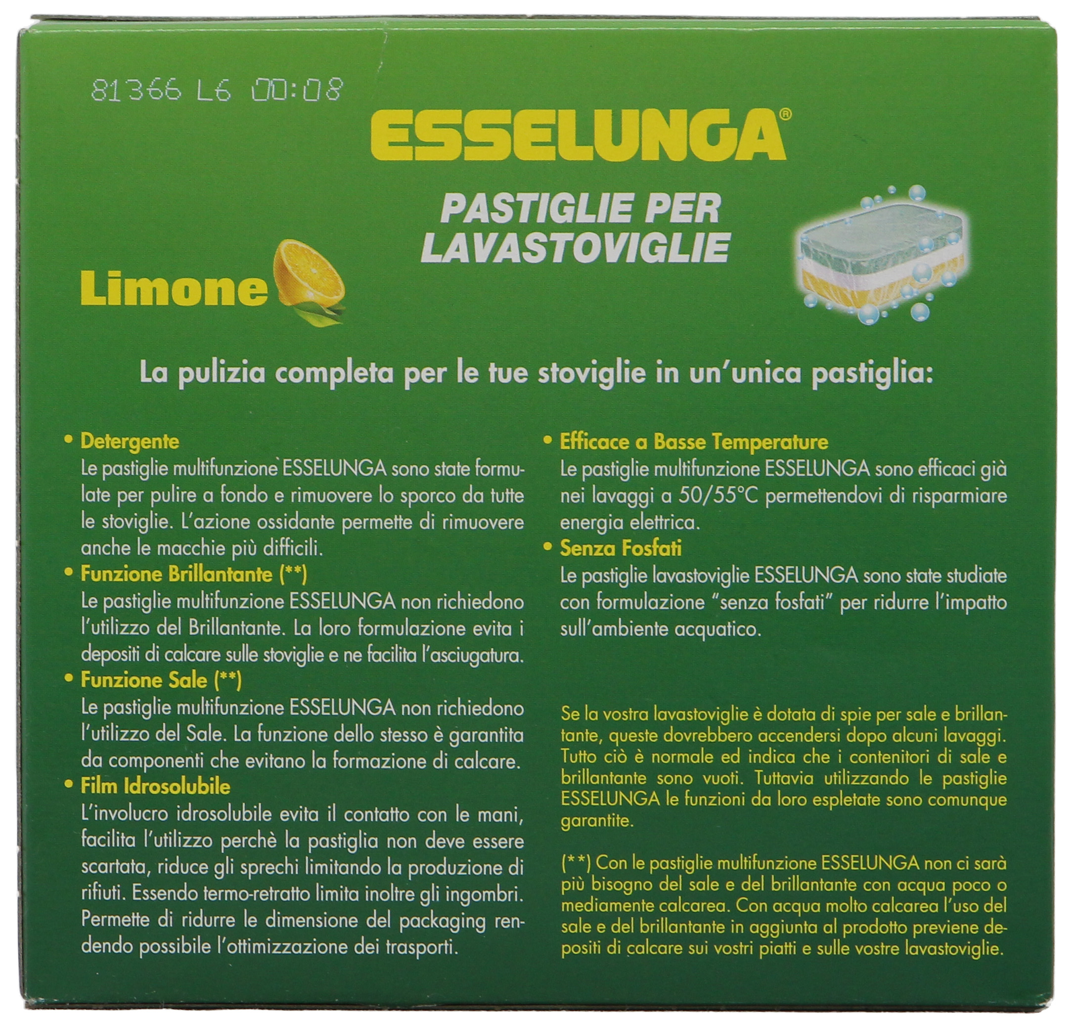 ESSELUNGA PASTIGLIE PER LAVASTOVIGLIE - LIMONE