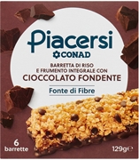 CONAD PIACERSÌ BARRETTE DI RISO E FRUMENTO INTEGRALE CON CIOCCOLATO FONDENTE