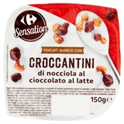 CARREFOUR CLASSIC YOGURT BIANCO CON CROCCANTINI DI NOCCIOLA AL CIOCCOLATO AL LATTE