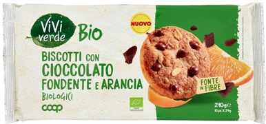 VIVI VERDE BIO (COOP) BISCOTTI CON CIOCCOLATO FONDENTE E ARANCIA